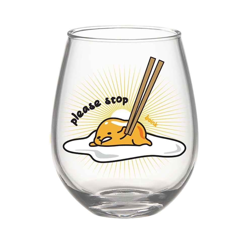 SOLD Never used Gudetama stemless glass glassware